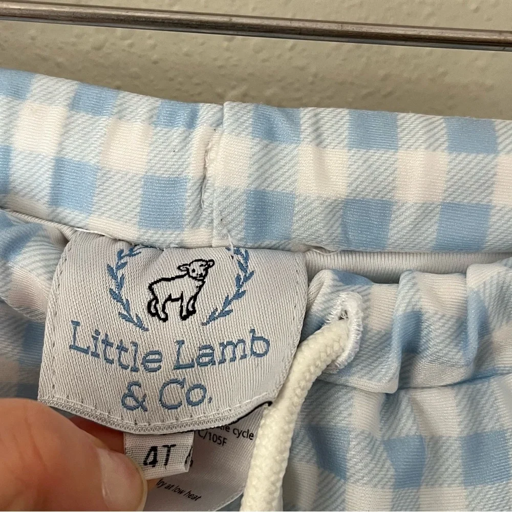 Little Lamb & Co. Blue/White Checkered Euro Style Swim Trunks Size 4T